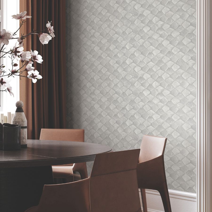 Purchase Ma34907 | Opulent Accents, Waterford Grey Tiled - Antonina Vella Wallpaper