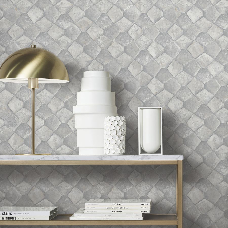 Purchase Ma34907 | Opulent Accents, Waterford Grey Tiled - Antonina Vella Wallpaper