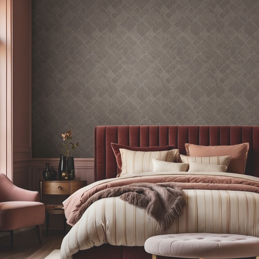 Purchase Ma35511 | Opulent Accents, Marquetry Taupe Tile - Antonina Vella Wallpaper