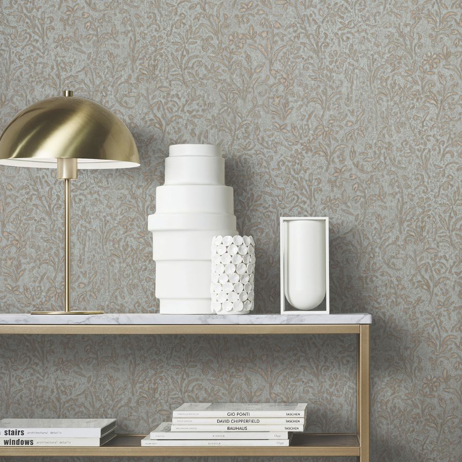 Purchase Ma35532 | Opulent Accents, Sculpted Floral Gold Relief - Antonina Vella Wallpaper