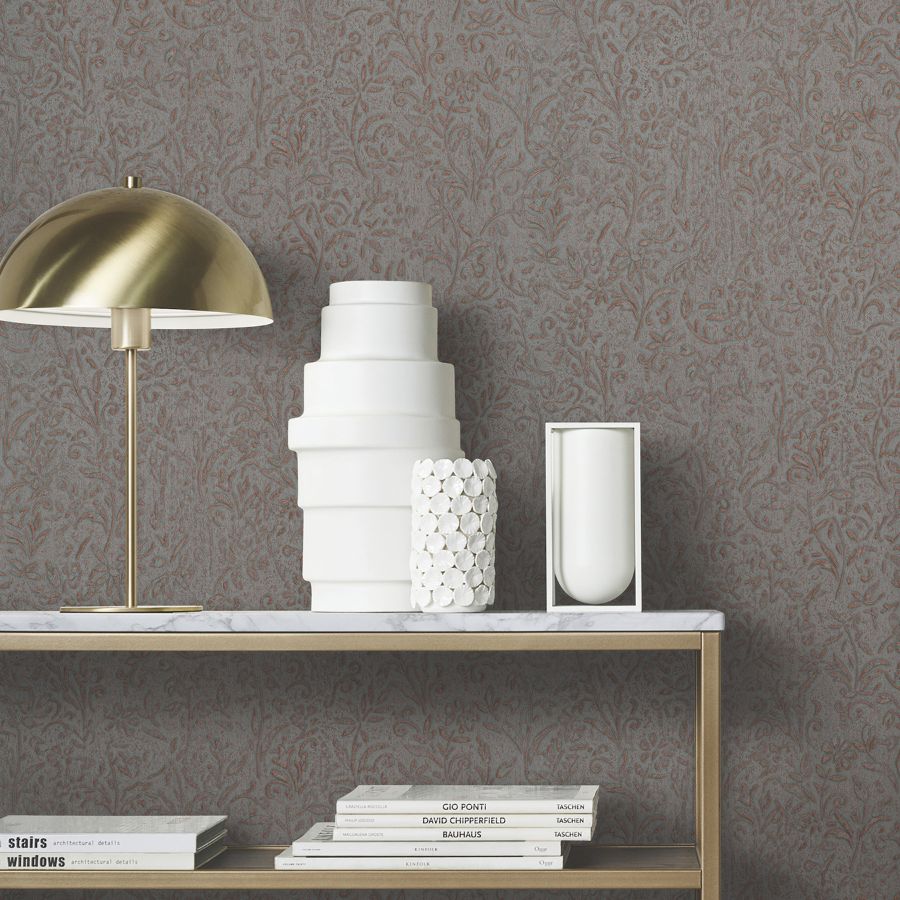Purchase Ma35534 | Opulent Accents, Sculpted Floral Copper Relief - Antonina Vella Wallpaper