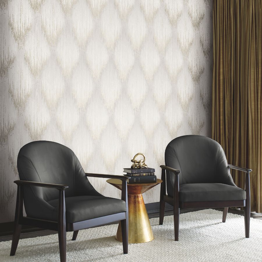 Purchase Ma35801 | Opulent Accents, Starfall Dove Metallic Ikat - Antonina Vella Wallpaper