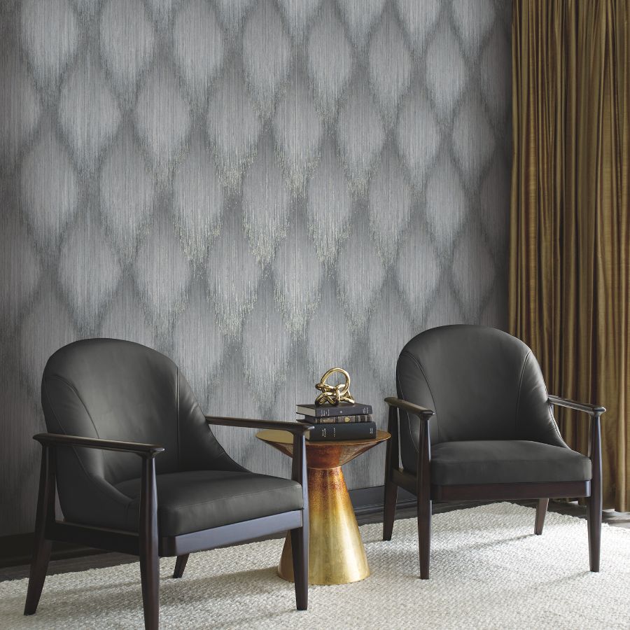 Purchase Ma35804 | Opulent Accents, Starfall Pewter Metallic Ikat - Antonina Vella Wallpaper
