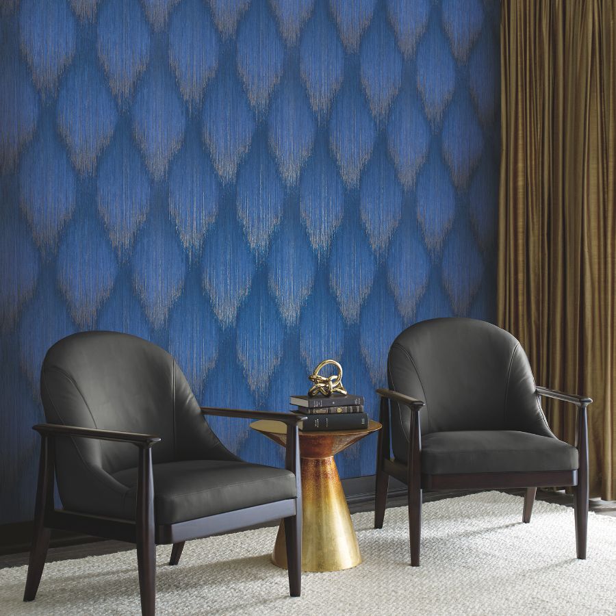 Purchase Ma35808 | Opulent Accents, Starfall Sapphire Metallic Ikat - Antonina Vella Wallpaper