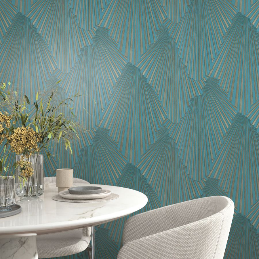 Purchase Ma35850 | Opulent Accents, Lumiere Teal Deco Geo - Antonina Vella Wallpaper