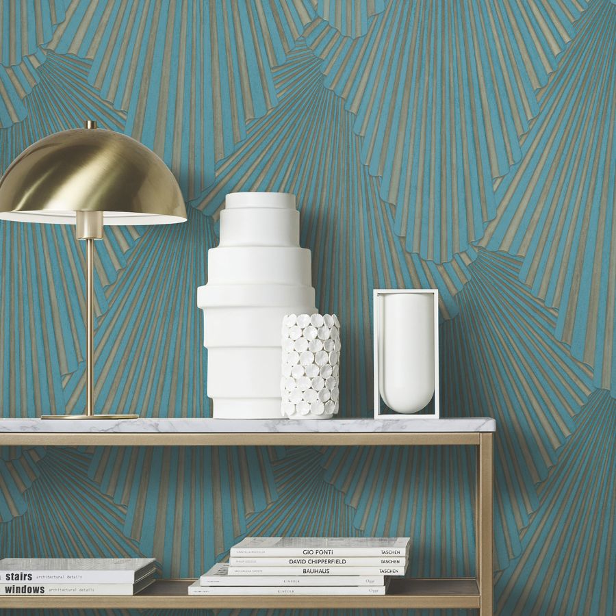 Purchase Ma35850 | Opulent Accents, Lumiere Teal Deco Geo - Antonina Vella Wallpaper