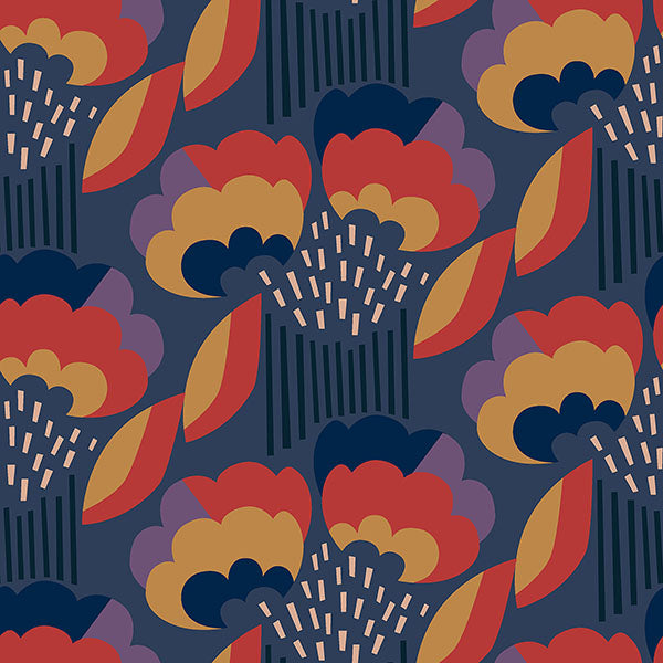 Purchase MCS6400 NuWallpaper Wallpaper, Retro Esme Navy Peel & Stick - WallPops