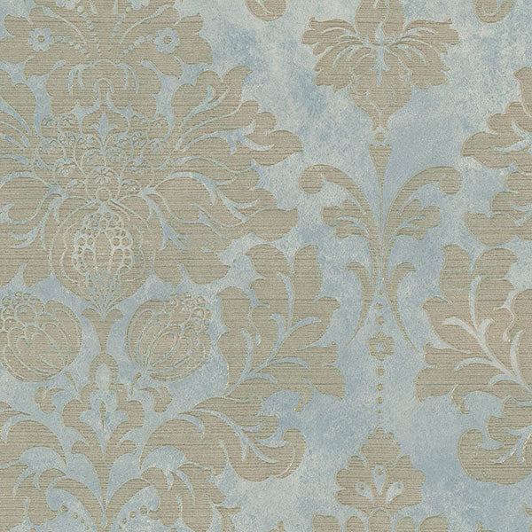 Purchase Md29418 | Silk Impressions 2, Blue Damask - Norwall Wallpaper