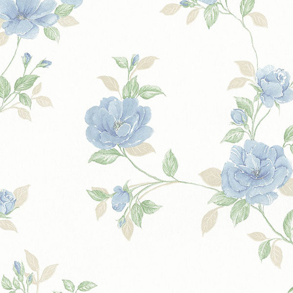 Purchase Md29436 | Silk Impressions 2, Blue Floral - Norwall Wallpaper