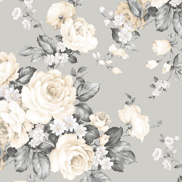 Purchase Mh36505 | Manor House, Grey Floral - Norwall Wallpaper