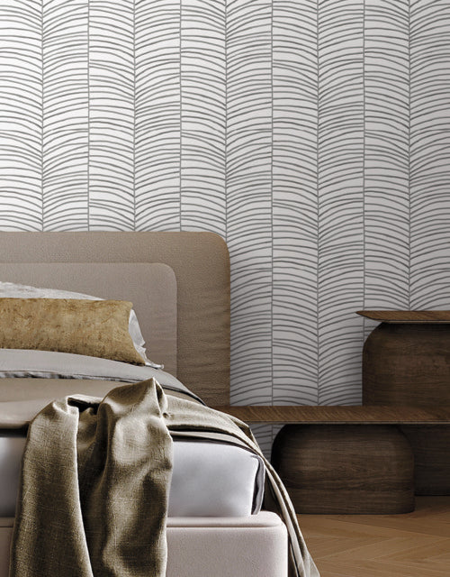 Purchase Mt5673 | Montecito, Cascade Palm Chevron Onyx - York Wallpaper