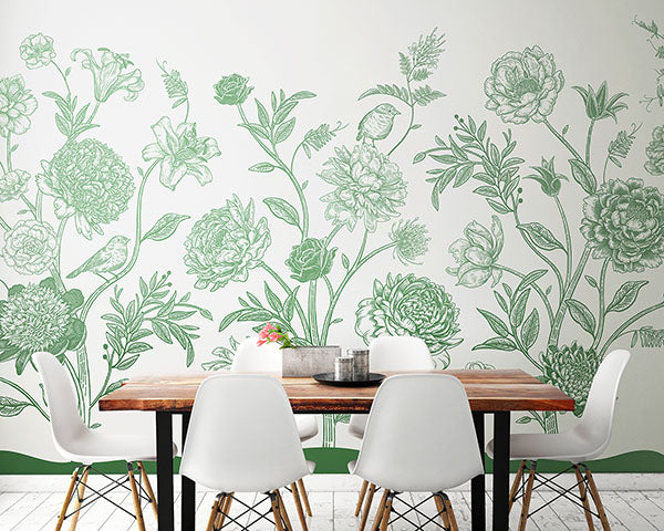 Purchase MUR354M Brewster Wallpaper, Jacobean Rose Trail - Origin Murals1