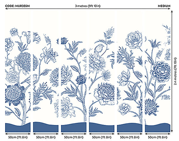 Purchase MUR355M Brewster Wallpaper, Jacobean Rose Trail - Origin Murals12