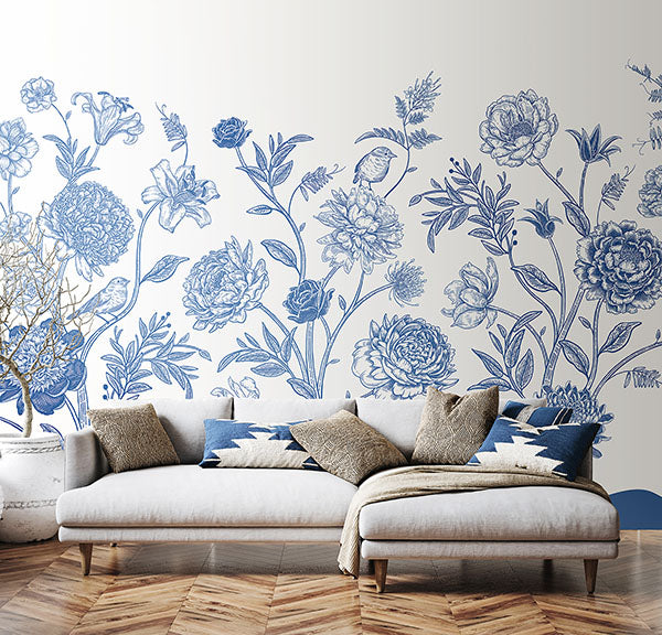 Purchase MUR355M Brewster Wallpaper, Jacobean Rose Trail - Origin Murals1