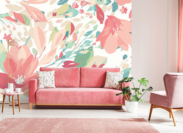 Purchase MUR364M Brewster Wallpaper, Flowing Flowers - Origin Murals1