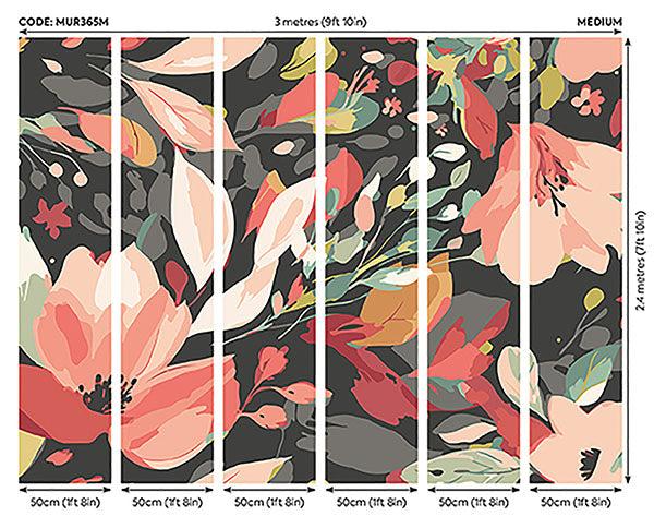 Purchase MUR365M Brewster Wallpaper, Flowing Flowers - Origin Murals12