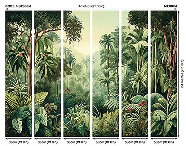 Purchase MUR368M Brewster Wallpaper, Jungle Trees - Origin Murals12
