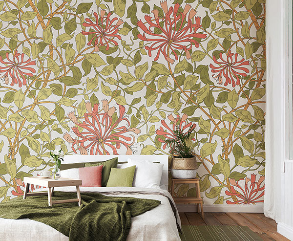 Purchase MUR380M Brewster Wallpaper, Honeysuckle - Origin Murals1