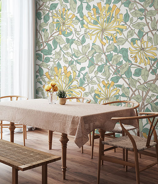 Purchase MUR381M Brewster Wallpaper, Honeysuckle - Origin Murals1