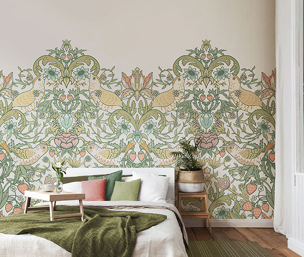 Purchase MUR395M Brewster Wallpaper, Birds, Fruit and Foliage - Origin Murals1