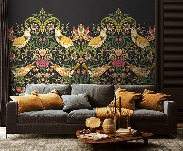 Purchase MUR399M Brewster Wallpaper, Birds, Fruit and Foliage - Origin Murals1