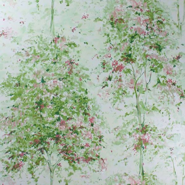 Purchase Ncw4152-01 | Rosslyn Lochwood Green/Coral - Nina Campbell Wallpaper