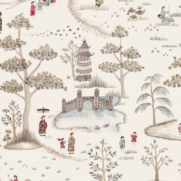 Purchase Ncw4180-02 | Cathay Parade Chocolate/Gold/Red - Nina Campbell Wallpaper