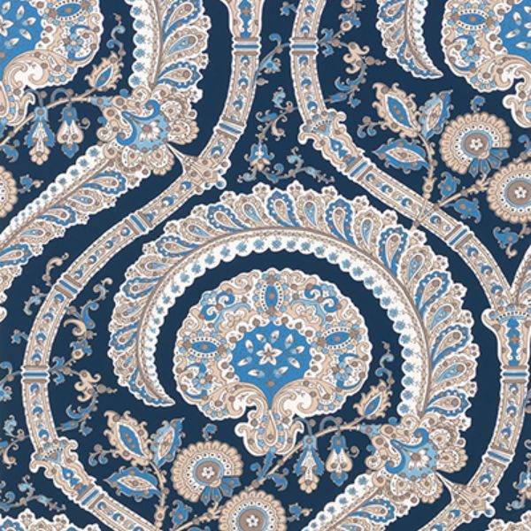 Purchase Ncw4350-05 | Les Indiennes Blue - Nina Campbell Wallpaper
