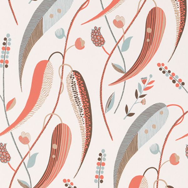 Purchase Ncw4353-01 | Les Indiennes Colbert Coral/Aqua - Nina Campbell Wallpaper