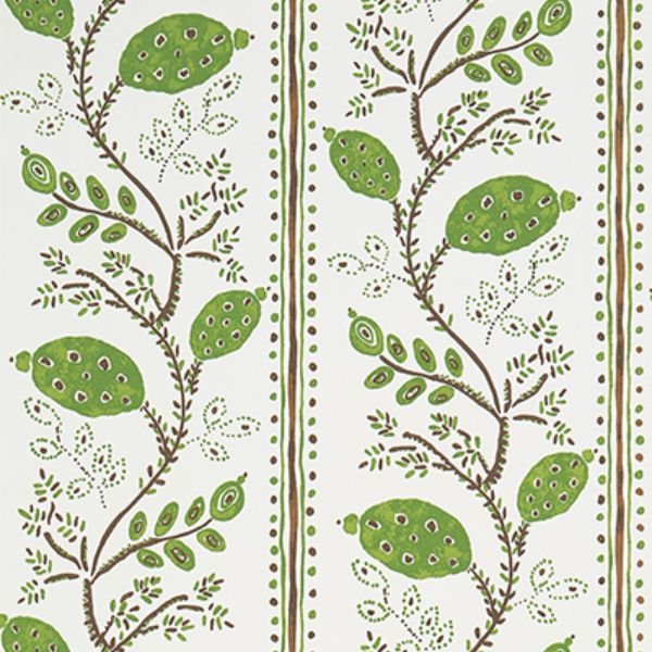 Purchase Ncw4390-03 | Ashdown Pomegranate Trail Green/Choc - Nina Campbell Wallpaper
