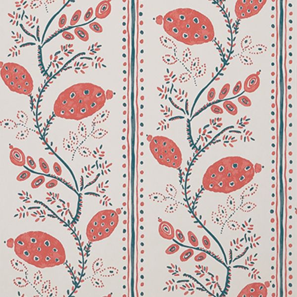 Purchase Ncw4390-05 | Ashdown Pomegranate Trail Red - Nina Campbell Wallpaper