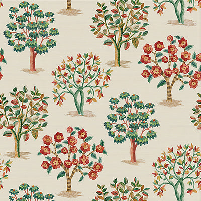 Purchase Ncw4590-01 | Honfleur Fener Grove Coral/Teal - Nina Campbell Wallpaper