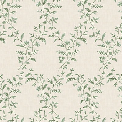 Purchase Ncw4596-02 | Honfleur Hollingbourne Trellis Ivory/Eucalyptus - Nina Campbell Wallpaper