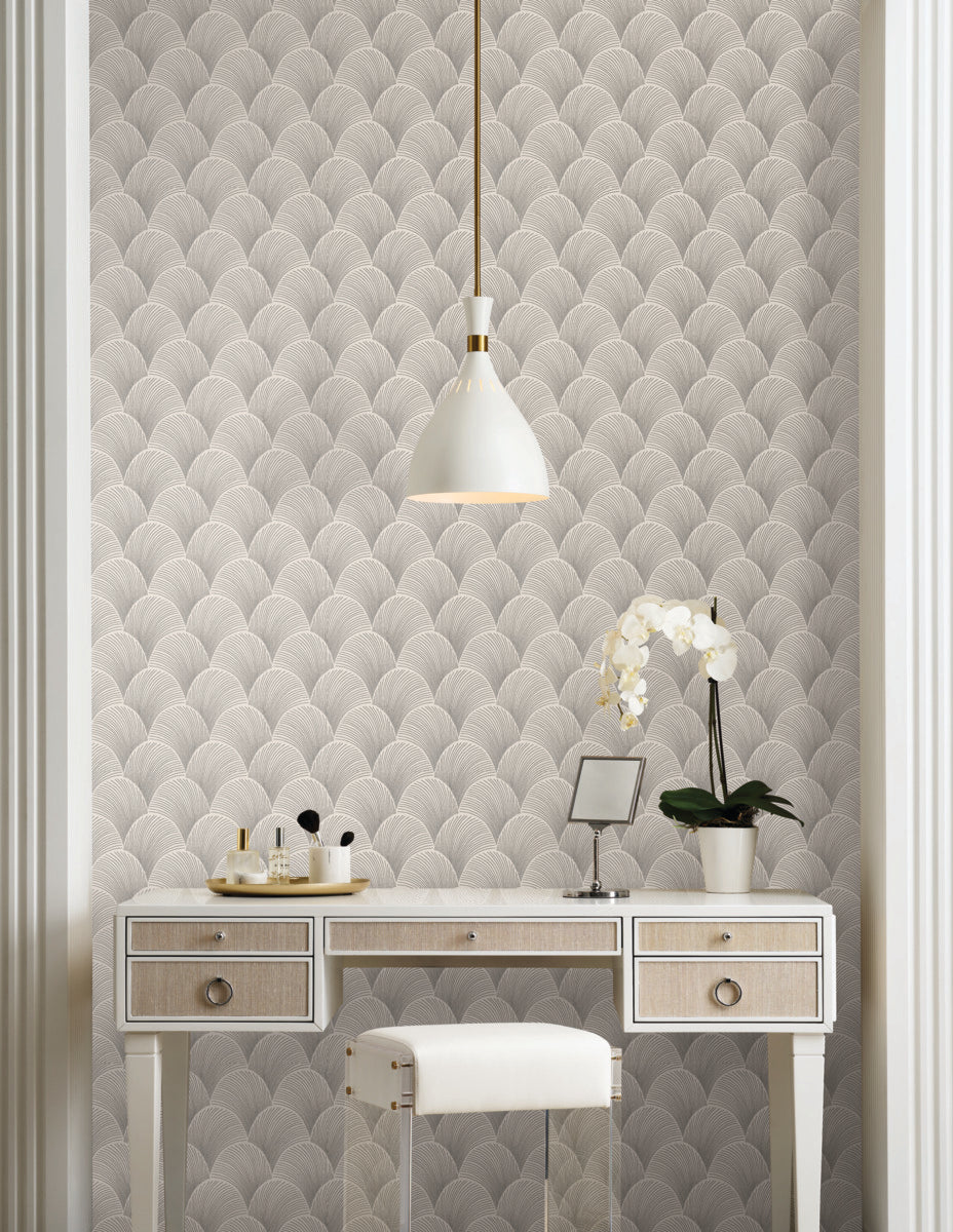 Purchase Nt6104 | Natural Discovery, Metallic Cream Scallop - Candice Olson Wallpaper