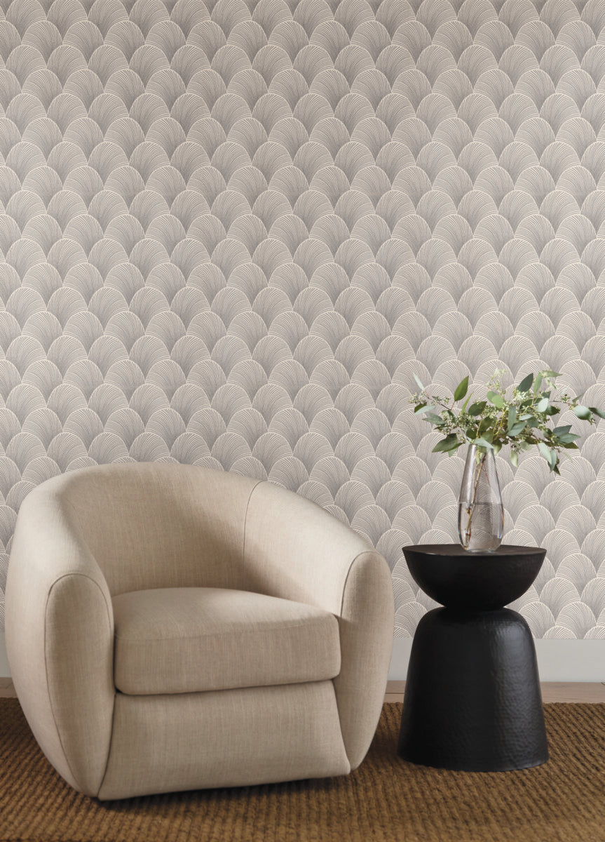 Purchase Nt6104 | Natural Discovery, Metallic Cream Scallop - Candice Olson Wallpaper