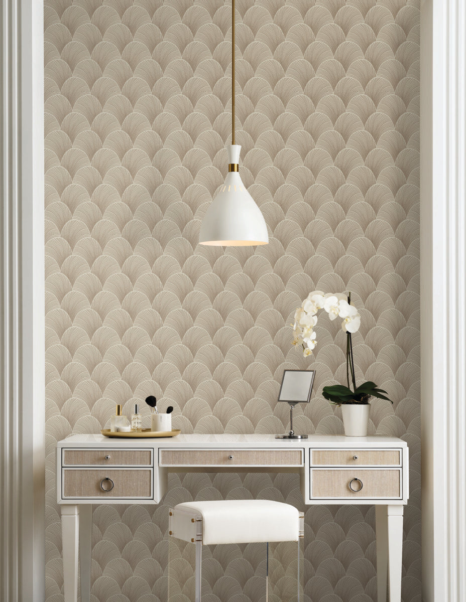 Purchase Nt6107 | Natural Discovery, Metallic Beige Gold Scallop - Candice Olson Wallpaper