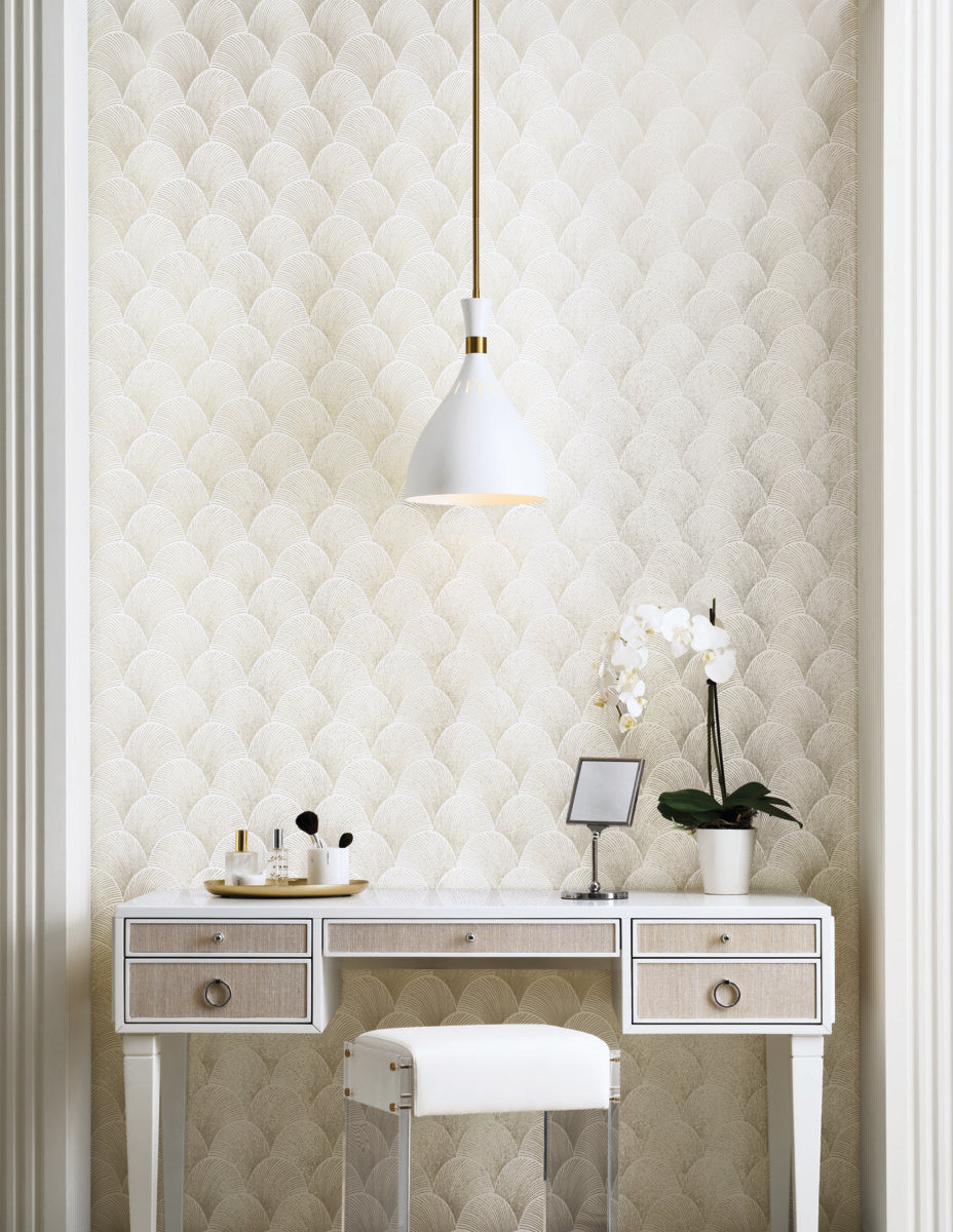 Purchase Nt6109 | Natural Discovery, Metallic White Gold Scallop - Candice Olson Wallpaper