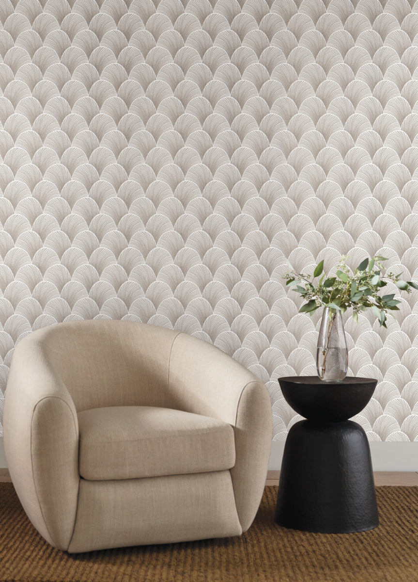 Purchase Nt6109 | Natural Discovery, Metallic White Gold Scallop - Candice Olson Wallpaper