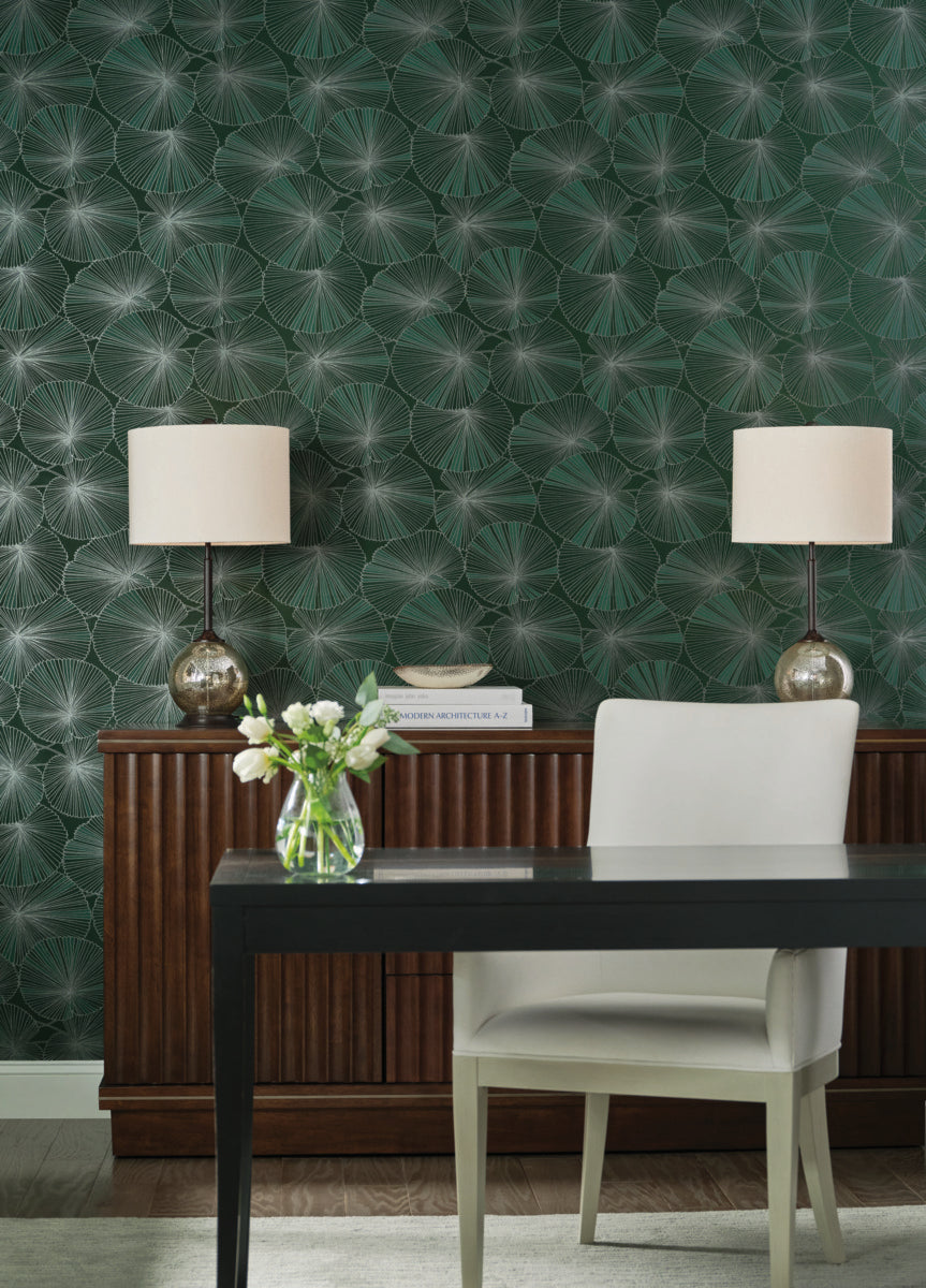 Purchase Nt6111 | Natural Discovery, Layered Deep Green Lily Pads - Candice Olson Wallpaper