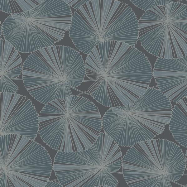 Purchase Nt6113 | Natural Discovery, Layered Deep Blue Lily Pads - Candice Olson Wallpaper