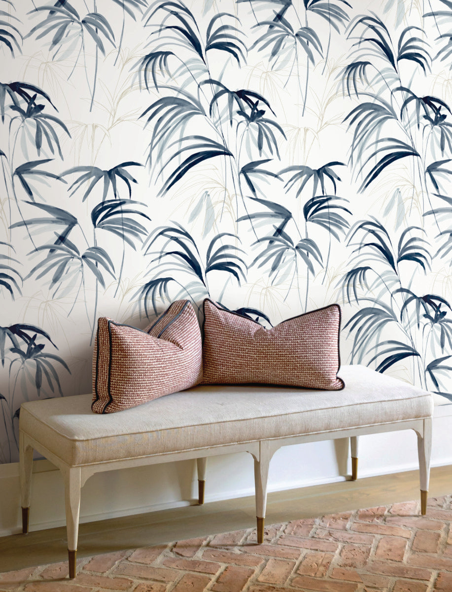 Purchase Nt6122 | Natural Discovery, Inky Blue Palms - Candice Olson Wallpaper