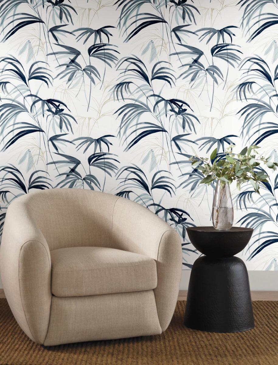 Purchase Nt6122 | Natural Discovery, Inky Blue Palms - Candice Olson Wallpaper