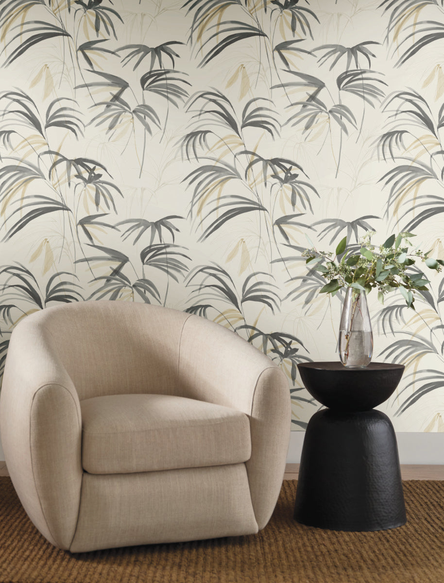 Purchase Nt6125 | Natural Discovery, Inky Warm Neutral Palms - Candice Olson Wallpaper