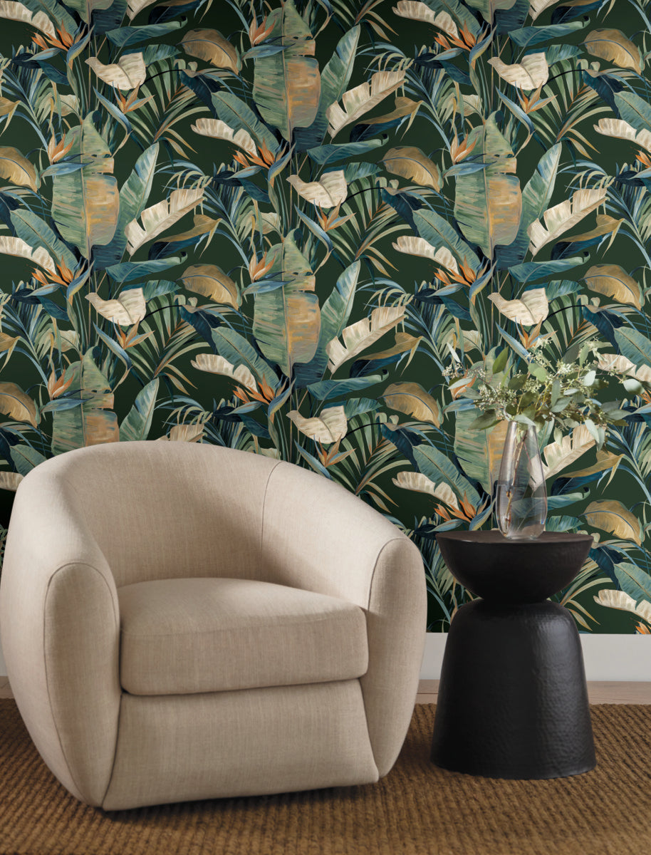 Purchase Nt6136 | Natural Discovery, Tropical Green Cabana - Candice Olson Wallpaper