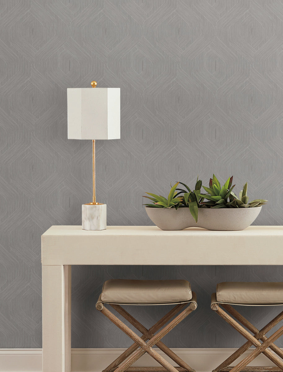 Purchase Nt6191 | Natural Discovery, Fine Line Grey Geometric - Candice Olson Wallpaper