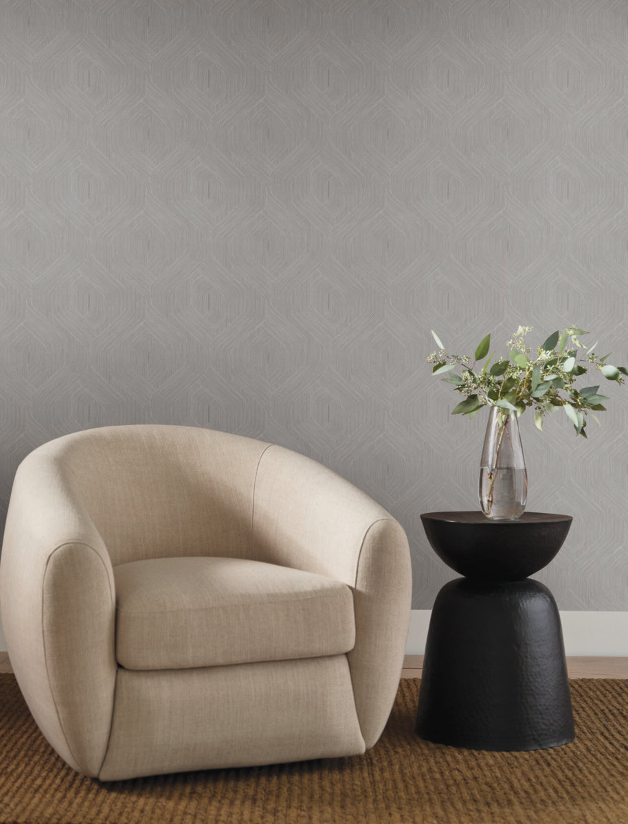 Purchase Nt6191 | Natural Discovery, Fine Line Grey Geometric - Candice Olson Wallpaper