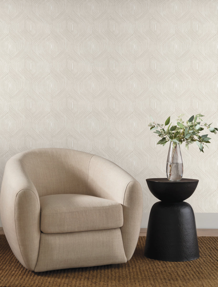 Purchase Nt6193 | Natural Discovery, Fine Line Taupe Geometric - Candice Olson Wallpaper