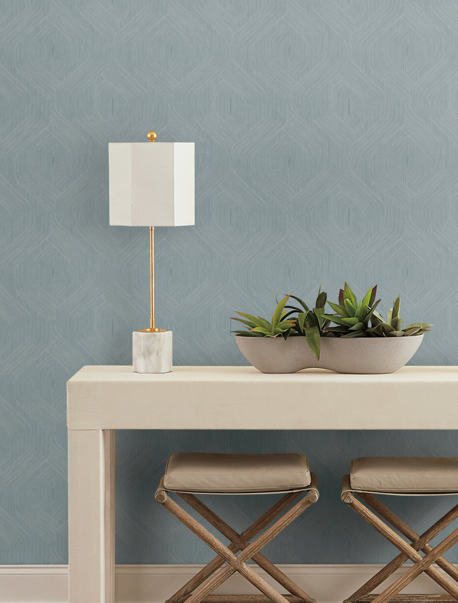 Purchase Nt6194 | Natural Discovery, Fine Line Blue Geometric - Candice Olson Wallpaper