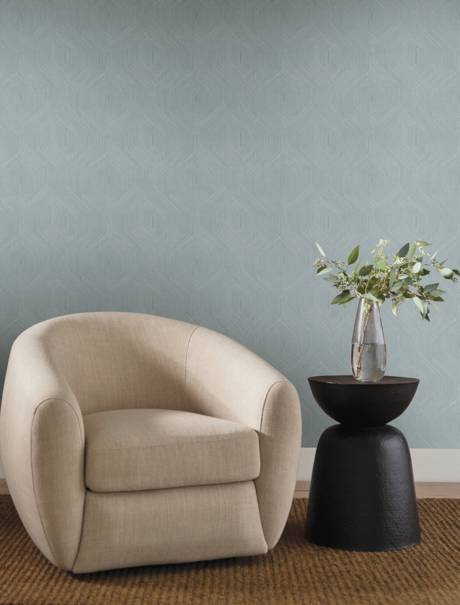 Purchase Nt6194 | Natural Discovery, Fine Line Blue Geometric - Candice Olson Wallpaper