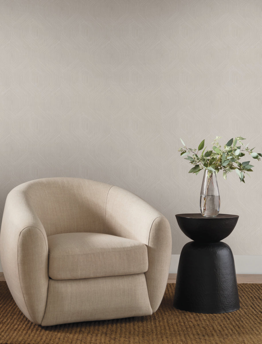 Purchase Nt6195 | Natural Discovery, Fine Line Taupe Geometric - Candice Olson Wallpaper